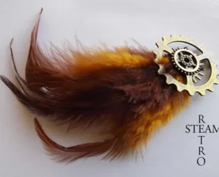 Steampunk brooch - vintage brooch - feathered brooch - steampunk jewelry - steampunk jewellery - womens steampunk - brooches by SteamRetro steampunk buy now online