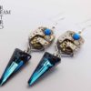 steampunk earrings - art deco earrings - swarovski earrings - bermuda blue earrings - steampunk art deco - neo victorian earrings - gothic by SteamRetro steampunk buy now online