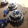 Steampunk - steampunk earrings - earrings - Vintage earrings - Saphire Swarovski Steampunk Earrings - Steampunk Jewelery - gothic earrings by SteamRetro steampunk buy now online