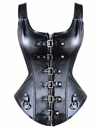 Beauty-You Steampunk women’s vintage corset made of artificial leather, with a zip -  - UK 14 steampunk buy now online