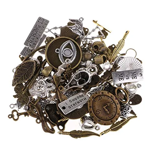P Prettyia 100 Gram DIY Assorted Color Antique Metal Steampunk Charms Pendant for Crafting, Cosplay Decoration,Jewelry Making Accessories steampunk buy now online