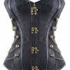 FeelinGirl Women Corset with Faux Leather and Brocade Pattern Gothic Vintage Corset Top Steampunk Corset Top Gothic Rockabilly Vintage Black L UK10-L steampunk buy now online