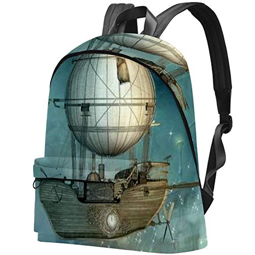 Steampunk Airship Flies Over Futuristic Town Backpack Shoulder Bag Daypack for School Boys Girls steampunk buy now online