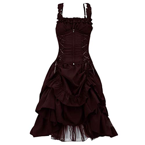 Women's Vintage Gothic Dresses Sleeveless Court Dress Retro Sling Steampunk Dress Ladies Fashion Sexy Dress, UK Plus Size 8-22 Wine steampunk buy now online