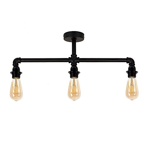 Industrial Steampunk Style Satin Black 3 Way Bar Pipework Ceiling Light Fitting steampunk buy now online
