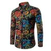 Allthemen Mens Dress Shirts Long Sleeve Funky Printed Linen Shirt Casual Shirt Fancy Floral Tops Unique Pattern, Flower, M steampunk buy now online
