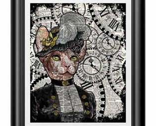 Sphynx Cat Art Print, Victorian Steampunk Wall Art, Home Decoration Poster steampunk buy now online