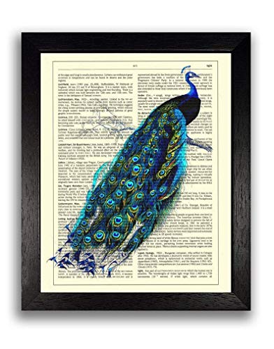 Blue Peacock Art Print, Kitchen Wall Decor Poster, Bird Illustration Artwork 8 x 10 steampunk buy now online