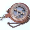 NEOVIVID Brass Sundial Compass With Leather Case And Chain - Push Open Compass - Steampunk Accessory - Antiquated Finish - Sundial Clock - Beautiful Handmade Gift (Brass and Leather) steampunk buy now online