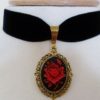 Black Velvet red rose Choker, Rose cameo choker Pagan Gothic necklace, Medieval Wedding,Renaissance choker by DJmedievaldresses steampunk buy now online
