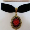 Black Velvet red rose Choker, Rose cameo choker Pagan Gothic necklace, Medieval Wedding,Renaissance choker by DJmedievaldresses steampunk buy now online