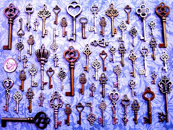Bulk Old Skeleton Keys Vintage Antique Look Replica Charms Jewelry Steampunk Wedding Bead Supplies Pendant Collection Reproduction Craft zz by AKeyToHerHeart steampunk buy now online