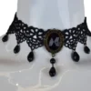 Dote Vintage Black Victorian Beads Gothic Choker Big Tear Drop Necklace Lace Pendant Adjustable Steampunk Lolita Jewellery Wedding Party by DOTEVINTAGEGB steampunk buy now online