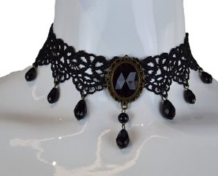 Dote Vintage Black Victorian Beads Gothic Choker Big Tear Drop Necklace Lace Pendant Adjustable Steampunk Lolita Jewellery Wedding Party by DOTEVINTAGEGB steampunk buy now online