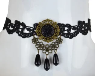 Dote Vintage Black Victorian Beads Gothic Choker Tear Drop Necklace Lace Pendant Adjustable Steampunk Lolita Jewellery Wedding Party by DOTEVINTAGEGB steampunk buy now online
