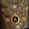 Golden moon plastron silver maxi necklace goth Moon by wonderlandmc steampunk buy now online