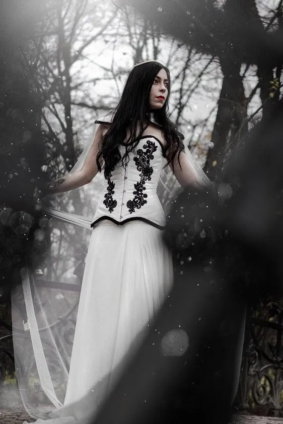 Gothic Wedding Corset, Black And White Corset, Bridal Separates, Bridal Bustier Top, Fantasy Wedding, Steampunk Wedding,Gothic Wedding Dress by HaizeaCouture steampunk buy now online Gothic Wedding Corset, Black And White Corset, Bridal Separates, Bridal Bustier Top, Fantasy Wedding, Steampunk Wedding,Gothic Wedding Dress by HaizeaCouture steampunk buy now online