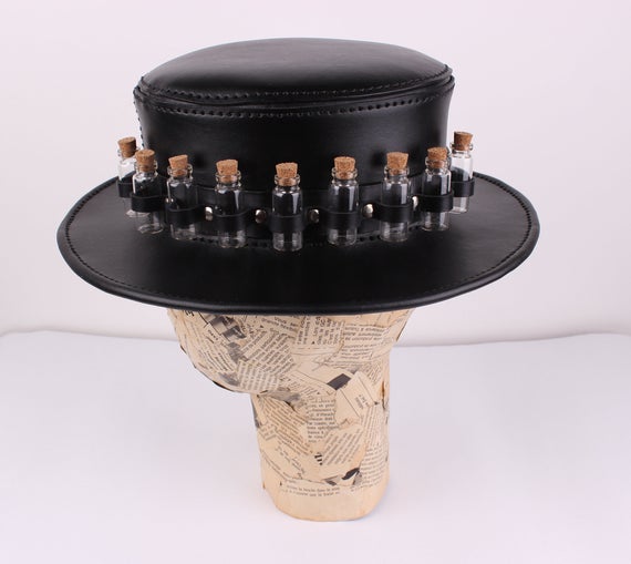 Hand Crafted Plague Doctor, Alchemist, Halloween, Christmas Steampunk Hat by ceeleather steampunk buy now online