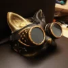 Masque de kitsune japonais steampunk avec lunettes de soudure,noir et doré by PixelnVoxel steampunk buy now online