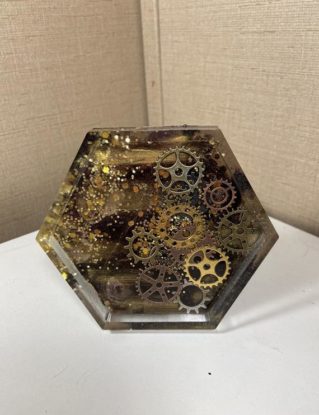 Steampunk Black and Gold Handmade Octagon Jewelry Tray by ArtworkbyJoslynne steampunk buy now online