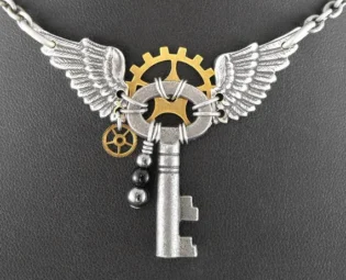Steampunk Winged Angel Key Necklace - Tiny Guardian Angel of the Machina by COGnitive Creations by COGnitiveCreations steampunk buy now online