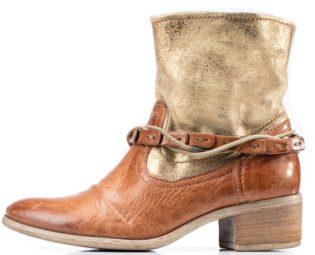 US 7 MJUS Ankle Boots Y2K Gold Brown Leather Chelsea Western Strap Boots Vintage Double Strap Leather Half Booties Uk 4.5 Eur 37.5 by VintageShoes1000 steampunk buy now online