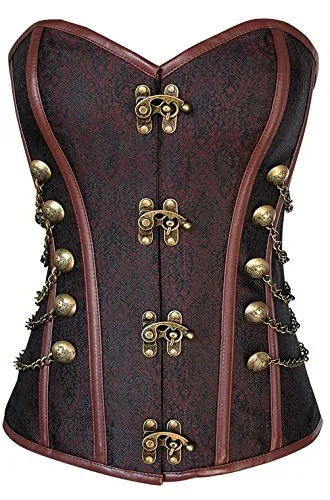 Ladies Professional Cosplay Quality Deluxe Boned Steampunk Corset Victorian Halloween Fancy Dress Costume Outfit UK 6-26 Plus Size (UK 8-10, Brown Corset) steampunk buy now online