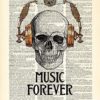 Skull in Steampunk Headphones Print Music Poster Studio Decor, Book Page Art steampunk buy now online