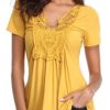 MISS MOLY Women's V Neck Short Sleeve Top Summer Blouse for Ladies Yellow X-Small steampunk buy now online