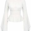 Victorian Steampunk Blouse Off Shoulder Party Cosplay Show Shirt Bell Sleeve Tops S White steampunk buy now online