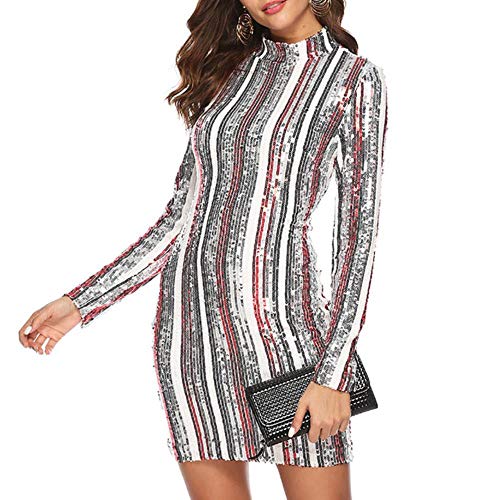 YUANCHENG Women Solid Sequined Straight Dresses Above Knee Mini Women's Dresses,SL,S steampunk buy now online