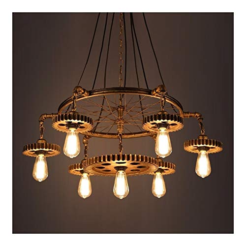 ZSAIMD Rustic Steampunk Pendant Circular Nostalgic Restaurant Bar Light Clothing Store Internet Cafes Internet Cafes Art Gear Chandelier,Creative Personality Living Room E27 Edison Decoration steampunk buy now online