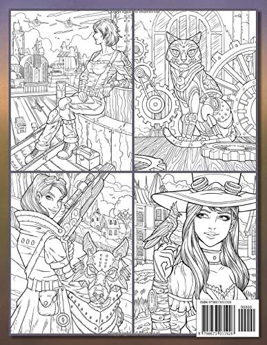 Steampunk Coloring Book: An Adult Coloring Book with Retro Women, Mechanical Animals, Vintage Fashion, Fun Gadgets, Futuristic Cityscapes, and More! steampunk buy now online