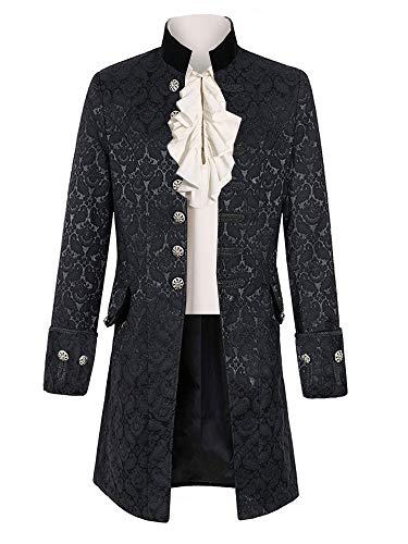 Fueri Mens Steampunk Victorian Medieval Jacket Pirate Costume Viking Renaissance Formal Tailcoat Gothic Victorian Tuxedo Coats Black steampunk buy now online