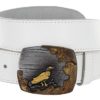 Avnet Men Steampunk Crow Leather Rust-Patina Copper Buckle 38mm Wide Belt,White 32 steampunk buy now online