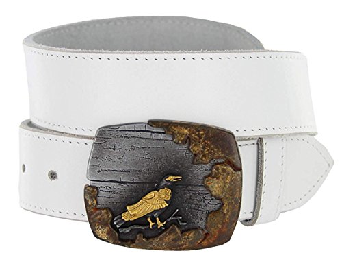 Avnet Men Steampunk Crow Leather Rust-Patina Copper Buckle 38mm Wide Belt,White 32 steampunk buy now online