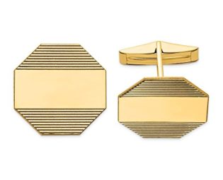 14k Yellow Gold Mens Octagonal Line Design Cuff Links Cufflinks Link Fine Jewellery For Dad Mens Gifts For Him steampunk buy now online