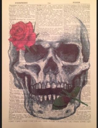 Parksmoonprints Skull Skeleton Vintage Dictionary Print Gothic Wall Art Steampunk Picture Hipster Top Hat Humanised Quirky Gift Rose steampunk buy now online