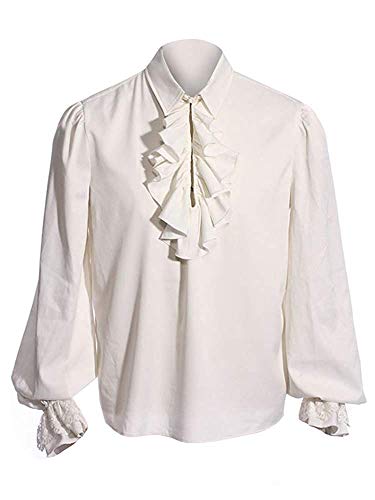 Fueri Men’s Ruffled Gothic Shirts Medieval Lace Up Cosplay Steampunk Victorian Pirate Long Sleeve Halloween Costume Blouse Tops steampunk buy now online