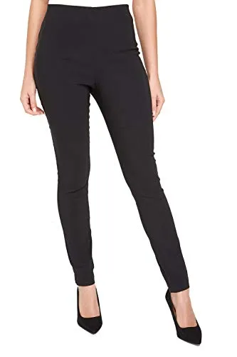 Roman Originals Women Stretch Pull On Trousers - Ladies Bengaline Fitted Tailored Tapered Elasticated Work Office Smart Thick Legging - Black - Size 18 steampunk buy now online