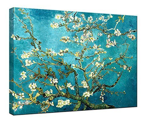 Wieco Art - Almond Blossom Modern Framed Floral Giclee Canvas Prints By Van Gogh Famous Oil Paintings Reproduction Flowers Pictures on Canvas Wall Art Ready to Hang for Bedroom Home Decorations steampunk buy now online