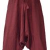 Gheri Men's Cotton Hemp Harem Aladdin Genie Wide Crotch Ninja Pants Trousers Maroon SM steampunk buy now online