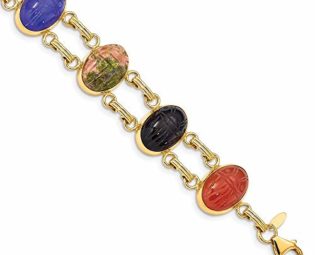 14k Yellow Gold 7 Stone Scarab Inch Bracelet Natural Wood Fine Jewellery For Women Gifts For Her steampunk buy now online