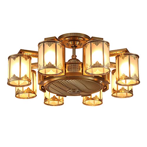 SOLUCKY Retro Chandelier, Negative Ion Invisible Ceiling Fan Light with Remote Control, Three Functions Include Lighting, Fans and Clean Air steampunk buy now online