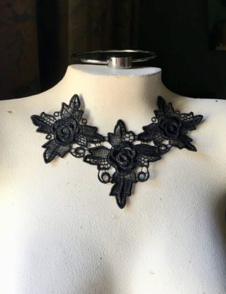 3 BLACK Lace Appliques in Venise Lace for Costumes, Garments, Lace Necklaces, Jewelry Design SBLA 399 by MaryNotMartha steampunk buy now online