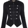 Kate Kasin Women's Buttons Decorated Zipper Front Military Blazer Jacket Coat Tops Black S KK464-1 steampunk buy now online