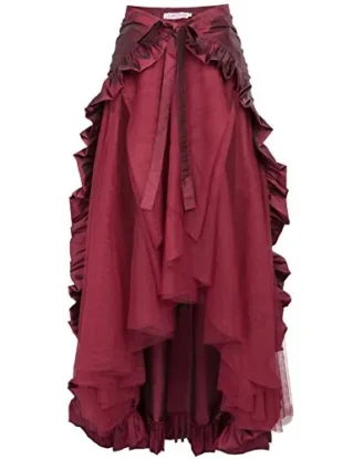 Belle Poque Ladies Girls Middle Ages Vintage Skirt Irregular Steampunk Gothic Skirt Wine S steampunk buy now online