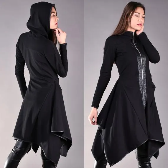 Black Hoodie, Oversized Hoodie, Quilted Cotton Jacket, Black Sweatshirt, Womens Blazer, Office Blazer, Extravagant Black Hoodie by THUNDERMODA steampunk buy now online Black Hoodie, Oversized Hoodie, Quilted Cotton Jacket, Black Sweatshirt, Womens Blazer, Office Blazer, Extravagant Black Hoodie by THUNDERMODA steampunk buy now online