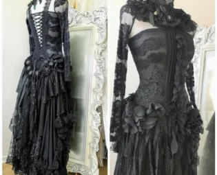 Black wedding dress for witches, halloween bridal gown vampire wedding dress, sexy black dress corset dress , Raw Rags by RAWRAGSbyPK steampunk buy now online