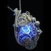 Blue LED Resin Nut Pendant with Upcycled Electronic and Watch Parts, Steampunk/Cyberpunk Fusion by HeatherJordanJewelry steampunk buy now online